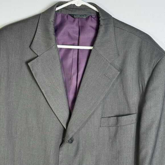 Lineage Men 2 Piece Gray Suit 46R Blazer Jacket Pants 40W Poly Rayon Purple Line - Picture 9 of 16